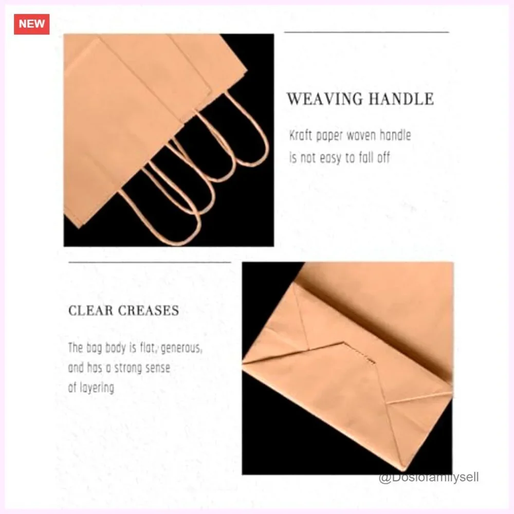 26-Pack Small Kraft Paper Gift Bags with Handles 8.3x6x3.15 Inches - Picture 3 of 6